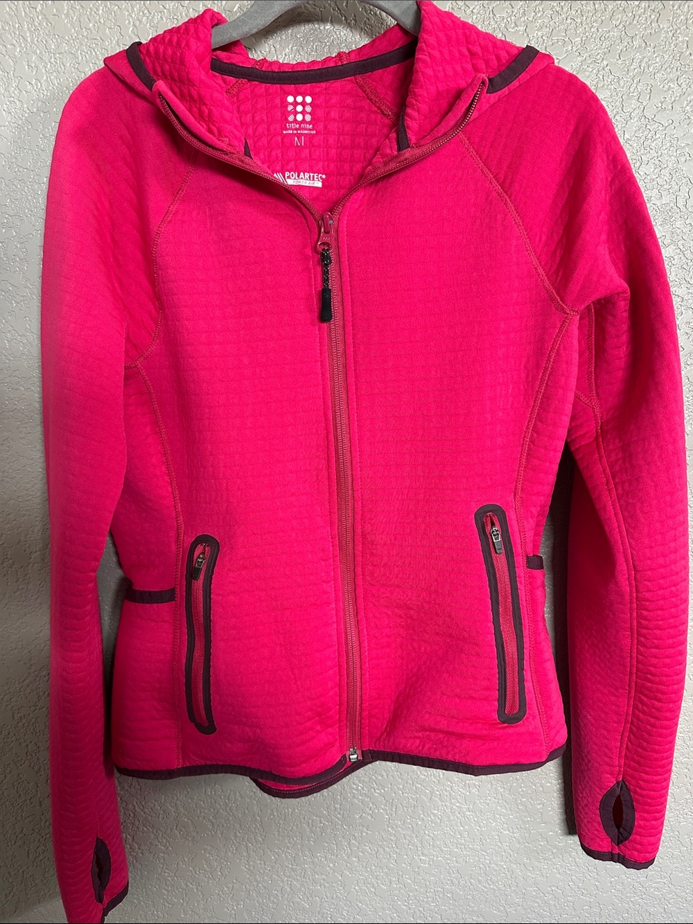 Title Nine Hot Pink Full-Zip Hooded Fleece Jacket
